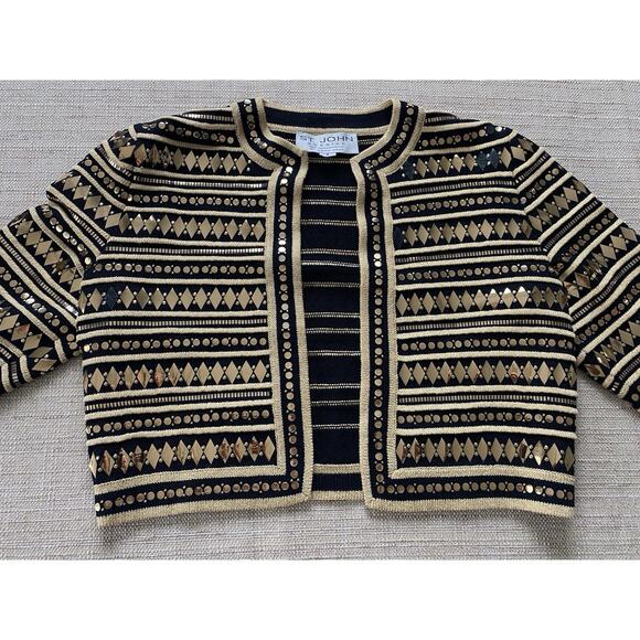 St. John Evening by Marie Gray Gold Embellished Jacket Size 2